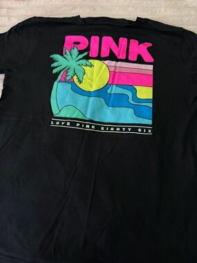 PINK Victoria's Secret Black Logo Tee